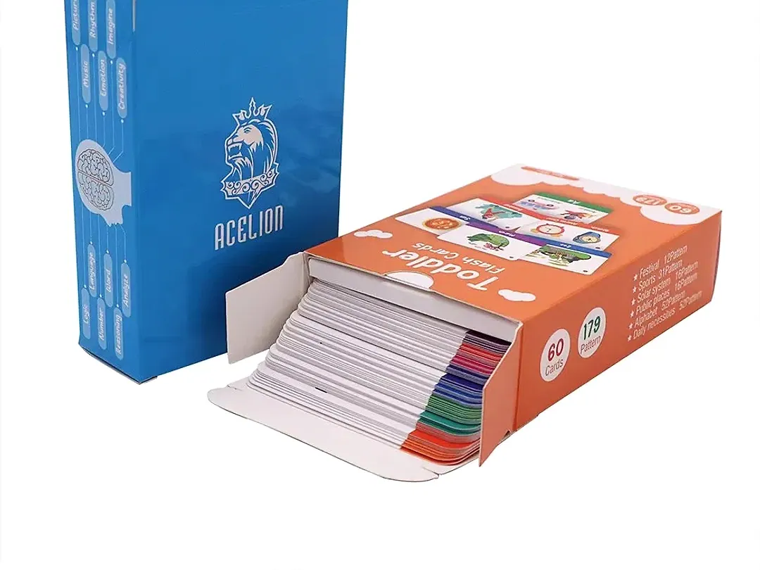 Custom educational flash cards with full-color boxes for bulk printing