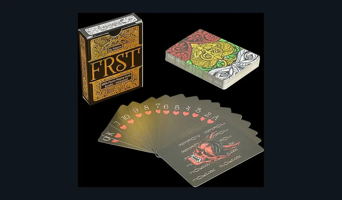 Premium branded poker decks with detailed custom tuck box artwork